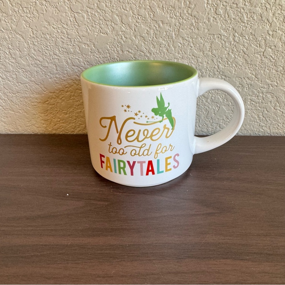 Disney Peter Pan Never Too Old‎ for Fairytales Tinkerbell Mug Green Interior - Picture 3 of 4